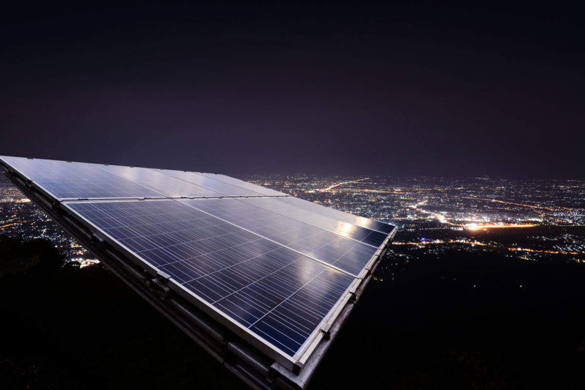 solar panel with battery storage for power at night