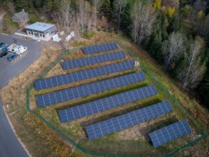 aerial view of the bubolz xcape solar panels microgrid solution